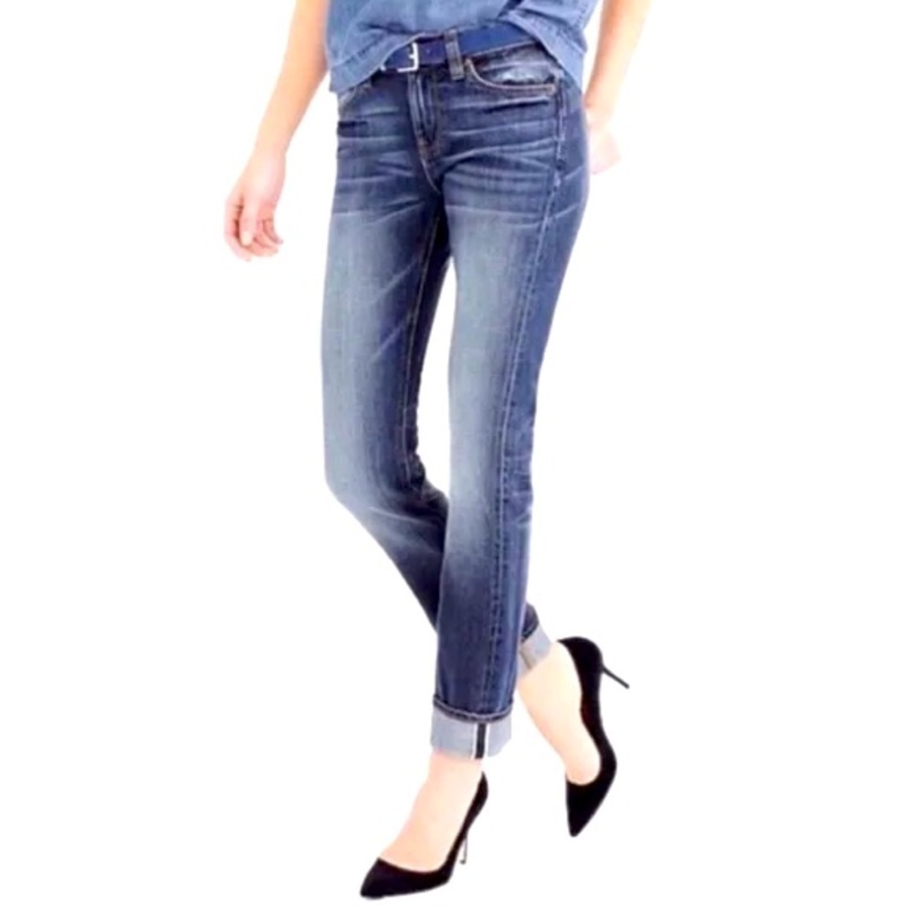 J. Crew Toothpick Ankle Skinny Jeans Distressed Blue denim size 27 04579